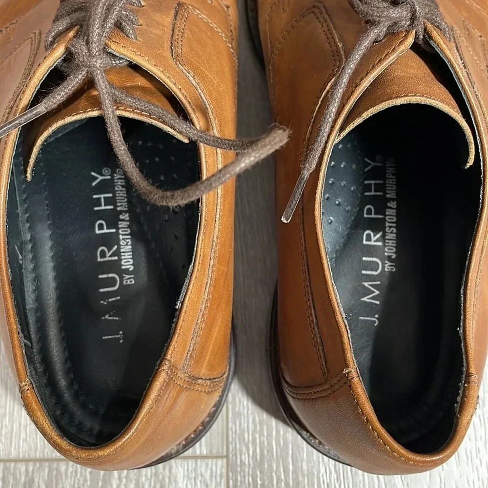 J. Murphy by Johnston & Murphy Leather Novick Lace Up Cap Toe Oxfords Brown 8M